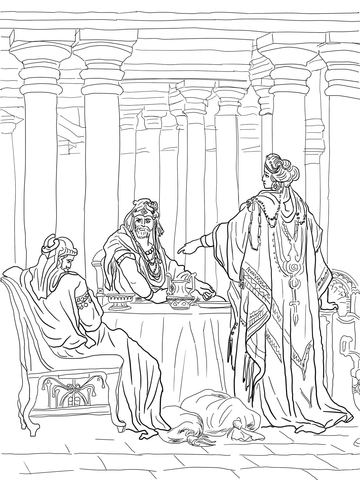 Esther Accusing Haman Coloring Page